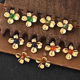 304 из нержавеющей стали серьги, с природных драгоценных камней, реальный 18 k позолоченный