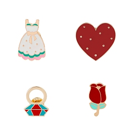 Valentine's Day Theme Alloy Brooches, Enamel Lapel Pin, for Backpack Clothes, Golden