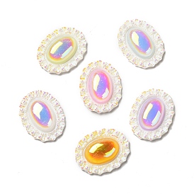 Opaque Resin Cabochons, AB Color Plated, Oval