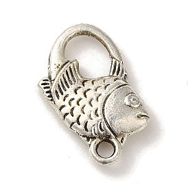 Tibetan Style Alloy Lobster Claw Clasps, Cadmium Free & Lead Free, Fish