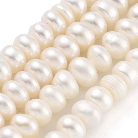 Natural Cultured Freshwater Pearl Beads Strands, Grade A+, Rondelle