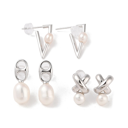 Sterling Silber Ohrstecker, mit natürlichen Perlen, Schmuck für Frauen