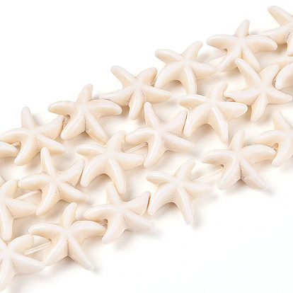 Бусины из дрогоценного камня, синтетические бирюзовые, морская звезда / морские звезды, 15x15x5.5 мм, отверстие : 1.5 мм