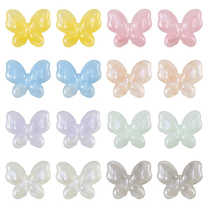 70 шт 7 цвета непрозрачные акриловые бусины, блеск бисера, бабочка