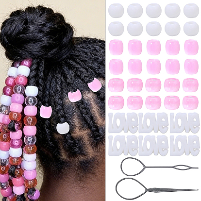 1outil de tressage de cheveux en plastique, trousse à outils et peignes pour tresser les cheveux, pour les accessoires de coiffure, avec 120 pièces de perles acryliques