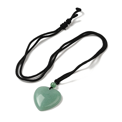 Natural & Synthetic Mixed Gemstone Pendant Necklace with Nylon Cords, Heart