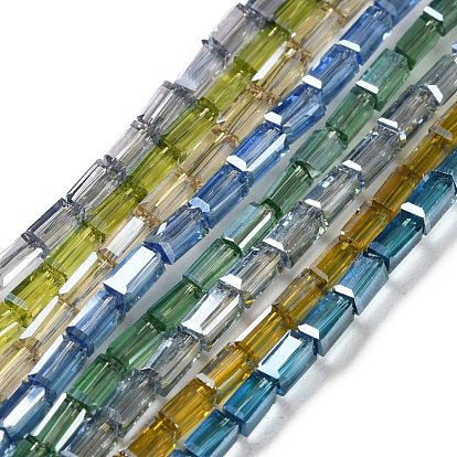 Гальваническое покрытие прозрачные стеклянные бусины нити перламутровый блеск покрытие, граненые, прямоугольные