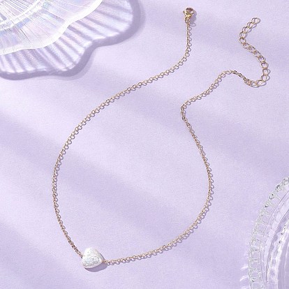 Женские ожерелья с подвеской в виде сердца из натурального жемчуга Кеши, латунные кабельные цепочки, белые