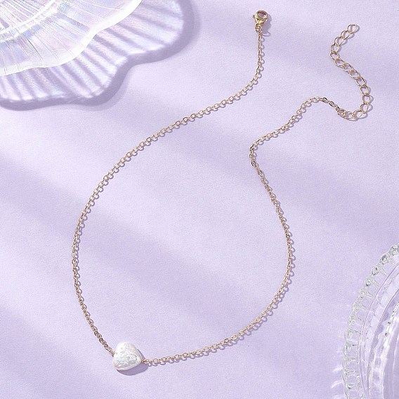 Женские ожерелья с подвеской в виде сердца из натурального жемчуга Кеши, латунные кабельные цепочки, белые