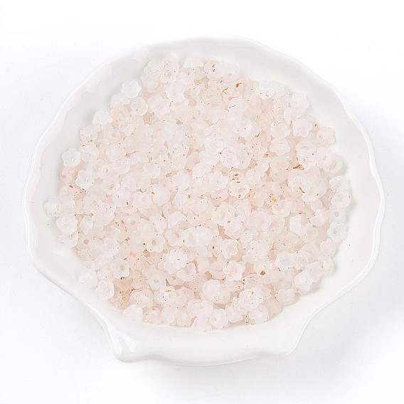 Матовые прозрачные акриловые бусины, цветок, золотой фольгой