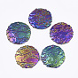 Electroplated  Natural Dragon Blood Jasper Pendants, Rainbow Plated, Flat Round