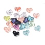 Baking Paint Transparent Glass Beads, Heart, with Glitter Powder