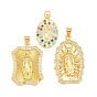 Brass Micro Pave Cubic Zirconia Pendants, Irregularity with Human Charms, Cadmium Free & Lead Free, Long-Lasting Plated, Rack Plating, Real 18K Gold Plated