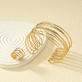 Наборы из многослойных браслетов-манжет и колец-манжет из сплава