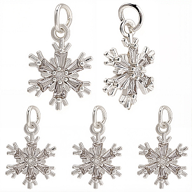 10 шт. латунные подвески в виде снежинок с микропаве из прозрачных кубических цирконий, с целью перехода в кольце