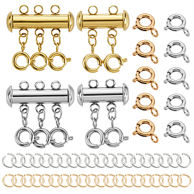 Наборы для самостоятельной сборки защелок-замков, включая 304 открытые соединительные кольца из нержавеющей стали и застежки-слайдеры., 201 пружинные кольца из нержавеющей стали