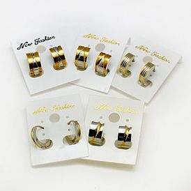 Fashion 304 Stainless Steel Huggie Hoop Earrings, Hypoallergenic Earrings, Golden Plated/Stainless Steel Color, 12~12.5x13~13.5x3.5~7mm, Pin: 0.8mm