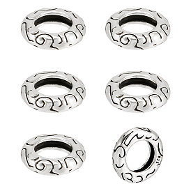 6шт. 925 европейские бусины из стерлингового серебра, бусины с большим отверстием, кольцо, с замшевой тканью из поликарбоната квадратной серебряной полировальной салфеткой