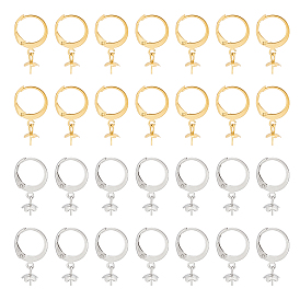 40шт 2 цвета 304 фурнитура для серег из нержавеющей стали, за половину пробурено бисера