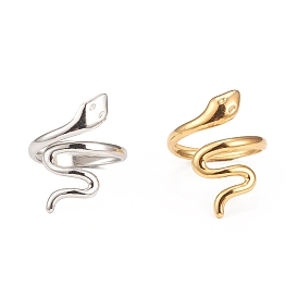 304 Stainless Steel Cuff Rings, Adjustable Snake Wrap Ring