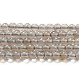 Perles naturelles en agate grise , classe AB +, ronde