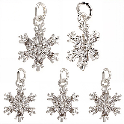 10 шт. латунные подвески в виде снежинок с микропаве из прозрачных кубических цирконий, с целью перехода в кольце