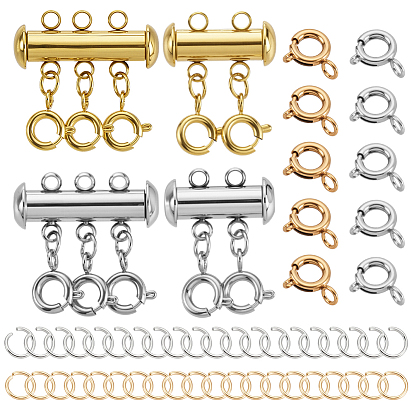 Наборы для самостоятельной сборки защелок-замков, включая 304 открытые соединительные кольца из нержавеющей стали и застежки-слайдеры., 201 пружинные кольца из нержавеющей стали
