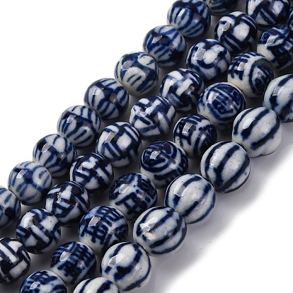 Синие и белые фарфоровые бусы ручной работы нити, круглые