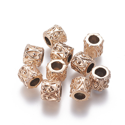 Alloy European Beads, Large Hole Beads, Column with Heart