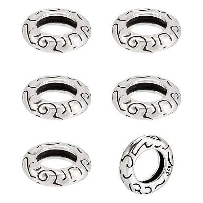 6шт. 925 европейские бусины из стерлингового серебра, бусины с большим отверстием, кольцо, с замшевой тканью из поликарбоната квадратной серебряной полировальной салфеткой