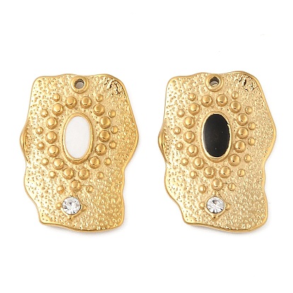 304 нержавеющей стальной эмали подвески, со стразами, прямоугольник амулеты, реальный 18 k позолоченный, вакуумное покрытие pvd