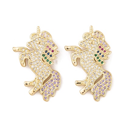 Латунные микро проложить кубического циркония подвески, без кадмия, без никеля и без свинца, настоящие позолоченные подвески в виде единорога 18k