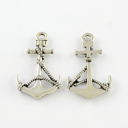 Tibetan Style Zinc Alloy Pendants, Anchor, Lead Free & Cadmium Free, 32.7x19.3x3.5mm, Hole: 3mm, about 277pcs/500g