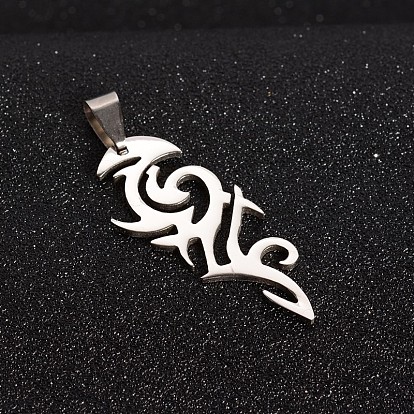 201 Stainless Steel Pendants, 41.5x16.5x1.5mm, Hole: 4x9mm