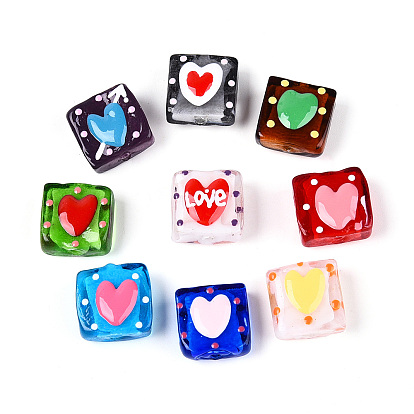 Ручной спрей окрашены бусины бисера, Эмаль стиле, квадрат и сердце