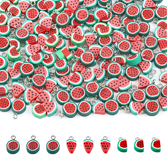 150 шт 3 стиль подвески из полимерной глины ручной работы, с железной петлей с платиновым покрытием, арбуз