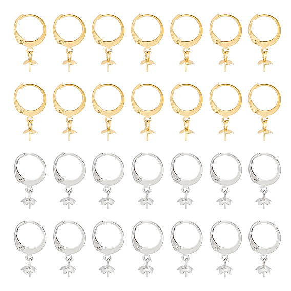 40шт 2 цвета 304 фурнитура для серег из нержавеющей стали, за половину пробурено бисера