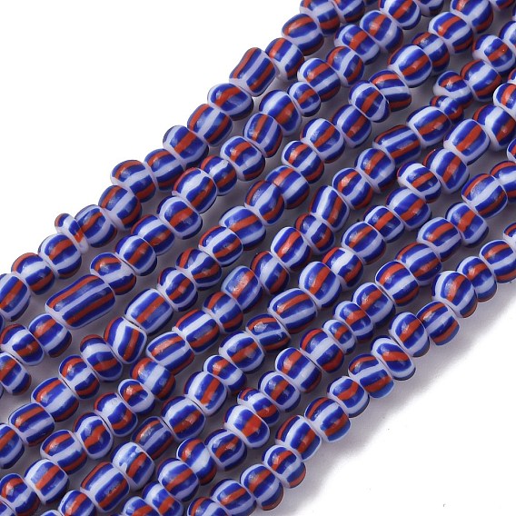 Handmade Lampwork Beads Strands,  3 Tone, Column