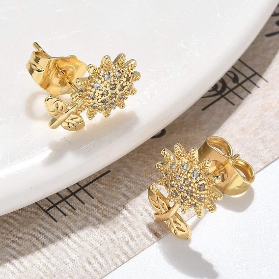 Серьги-гвоздики из латунного микро-паве, долговечный, реальный 18 k позолоченный