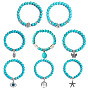 Синтетические бирюзовые браслеты из бисера, браслеты из сплава в богемном стиле для женщин