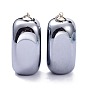 Terahertz Stone Pendants, with Platinum Brass Loop, Rectangle Oval