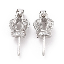 925 поручни из стерлингового серебра, с прозрачной кубической циконией, корона, за половину пробурено бисера