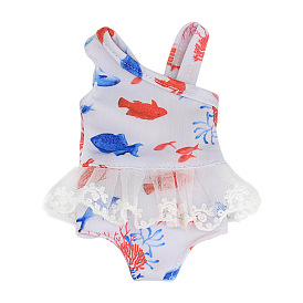 Цельный купальник из ткани с рисунком рыбы, наряды для кукол, подходит для 14.5 дюймовых американских кукол