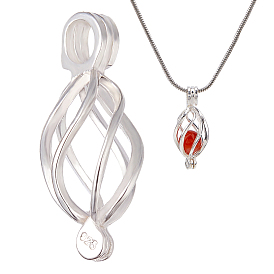 1шт. 925 подвески из стерлингового серебра с бусинами в форме клетки, подвески в форме овальной полой клетки