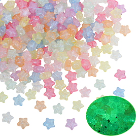 300 шт. Светящиеся акриловые бусины, блеск бисера, светится в темноте, звезда