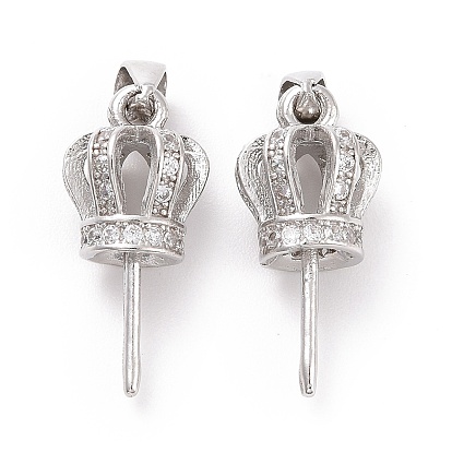 925 поручни из стерлингового серебра, с прозрачной кубической циконией, корона, за половину пробурено бисера