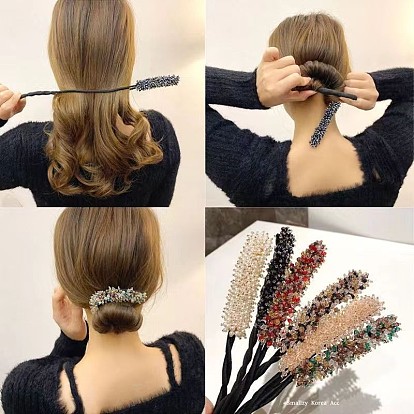 Crystal Hair Twister for Easy Bun Hairstyles with Volume and Flower Accessories