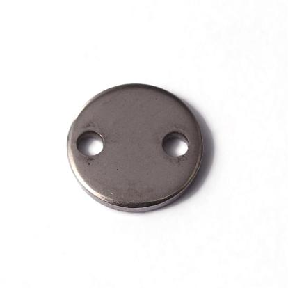 201 Stainless Steel Links/Connectors, Blank Tag, Flat Round, 8x1mm, Hole: 1mm