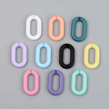 Opaque Spray Painted Acrylic Linking Rings, Quick Link Connectors, for Cable Chains Making, Unwelded, Oval