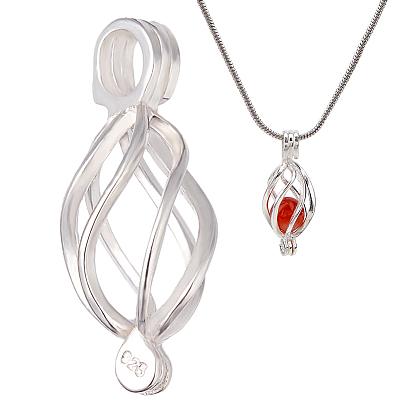 1шт. 925 подвески из стерлингового серебра с бусинами в форме клетки, подвески в форме овальной полой клетки